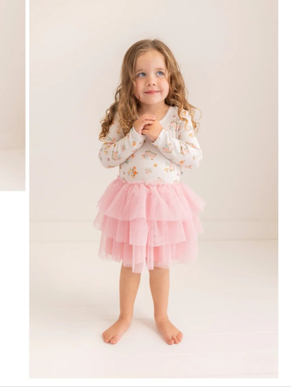 Posh Peanut Long Sleeve Girls Tulle Dress in Clemence 3T-4T